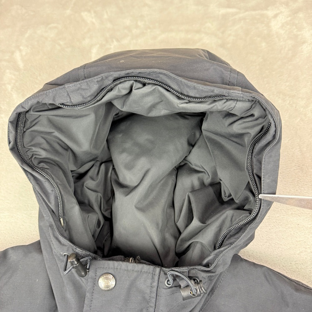 The North Face HyVent Bomber Jacket Mens Medium Black Goose Down Hooded Puffer - Picture 7 of 15